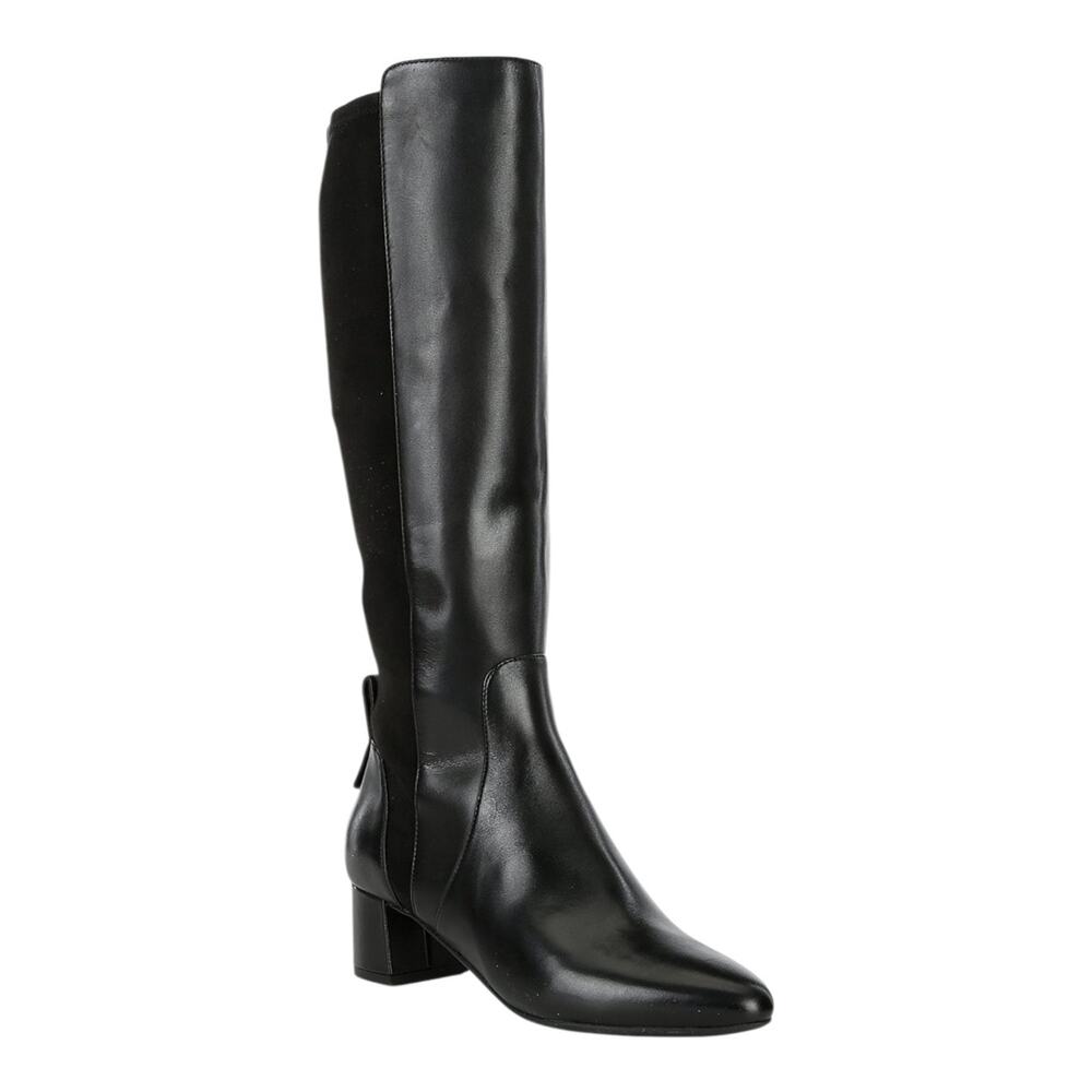 Cole Haan Women's Go-To Mixed Media Block Heel Dress Boots Black Size 9 1/2